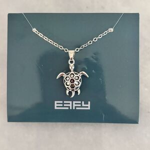 NWT Effy Cable Chain Lobster Clasp Turtle Pendant Necklace Silver-tone OS
